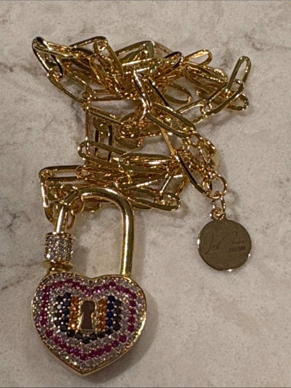Lackore couture young love goldTone Heart Padlock Pendant Necklace